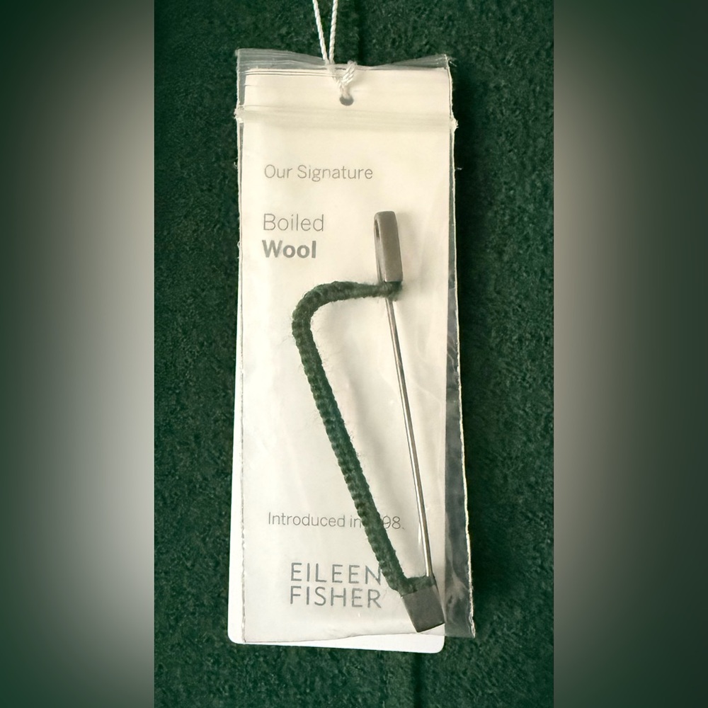 Eileen Fisher Forest Green Boiled Wool Sweater Jacket - Picture 5 of 6